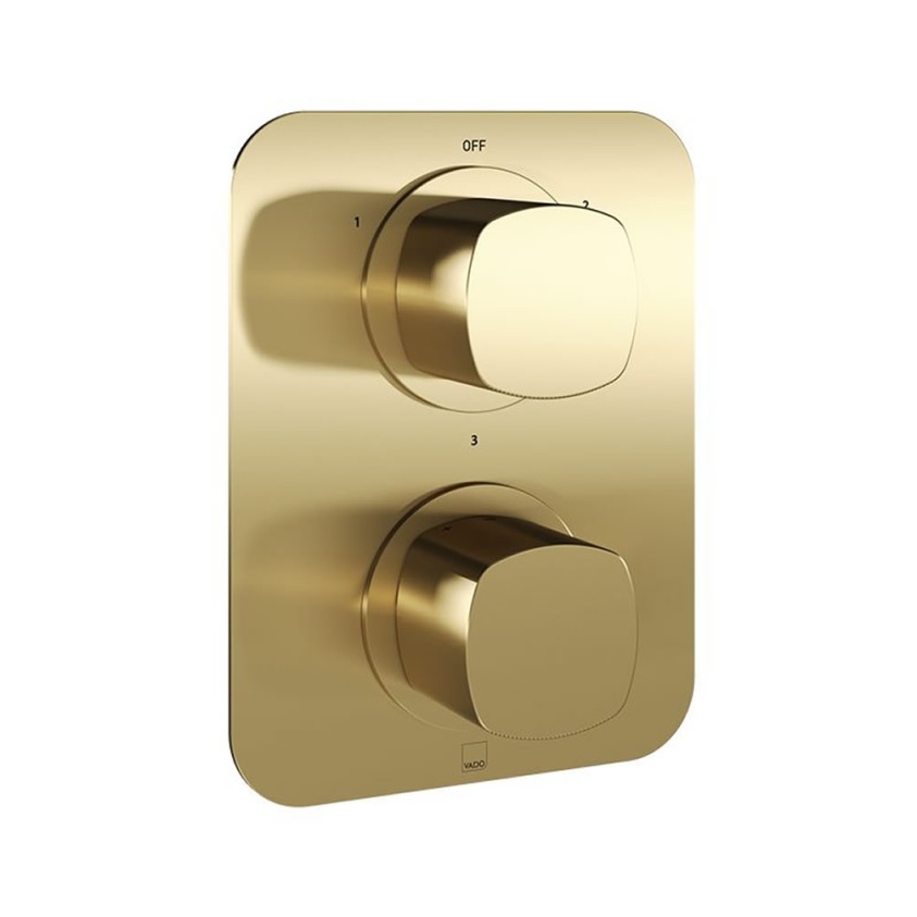 Vado Cameo Satin Brass 2 Control Thermostatic Shower Valve